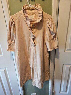 Pomander Place Tuckernuck Tan Beige Gracelyn Mini Dress Cotton Poplin Large L